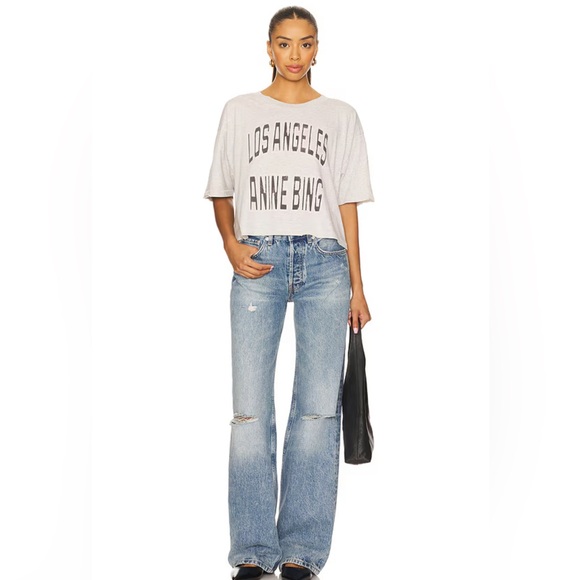 Anine Bing Denim - Anine Bing Women's Distressed cropped Johnny Tee